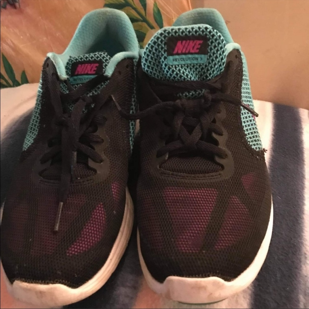 Blue and black Nike revolution 3 shoes